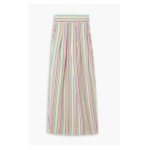 NWT Rosie Assoulin Vita Pleated Striped Cotton and Linen Blend Maxi Skirt US8 - Picture 3 of 5